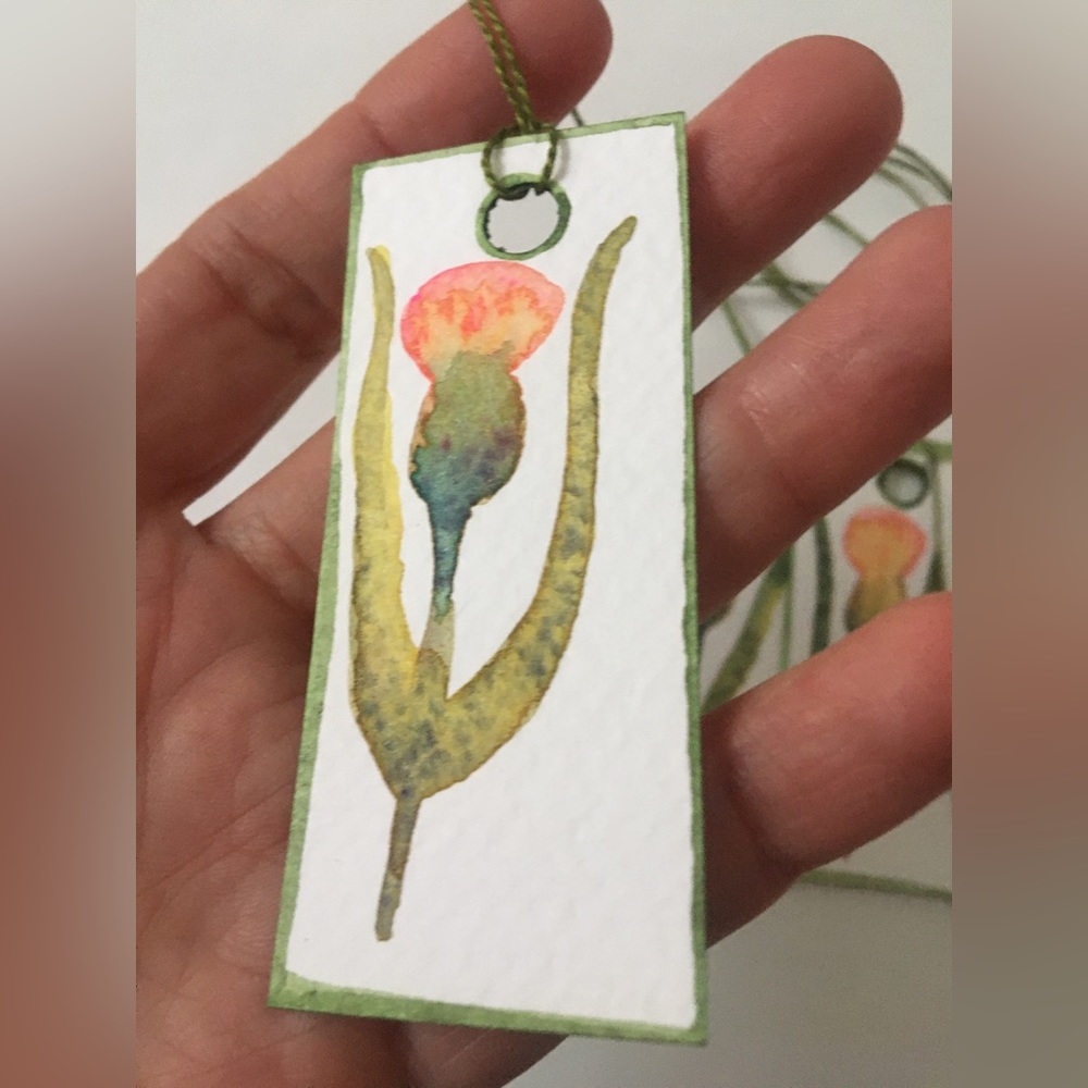Handmade watercolor tags